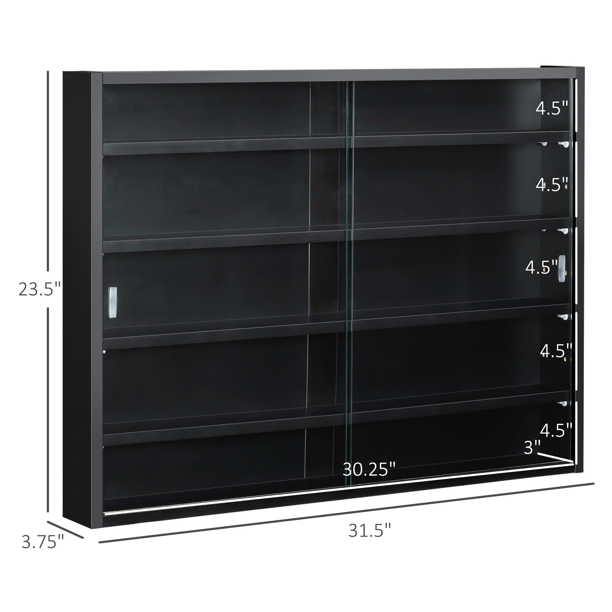 5 Story Wall Shelf Glass Display Cabinet